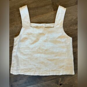 A. Ren Cropped Button (back) Linen cream Shirt  Size Small